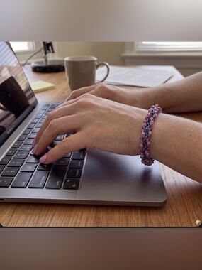 Pink and Blue Spiral Glass Beaded Bracelet
